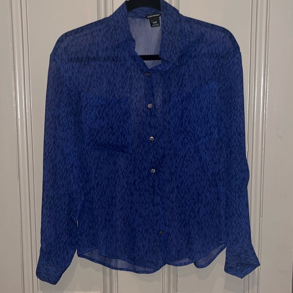 CLUB MONACO Sheer Printed Blouse - Picture 1 of 3